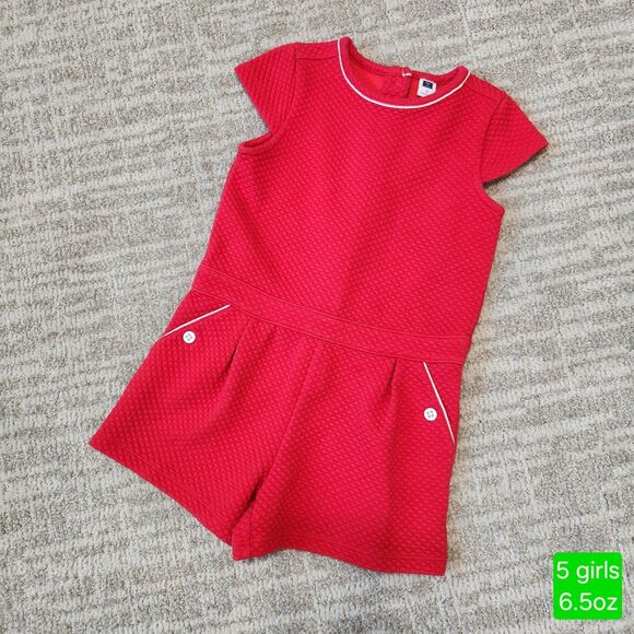 Janie and Jack girls short sleeve romper red size 5 - Picture 1 of 7